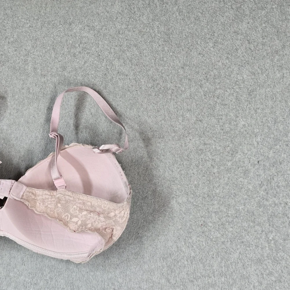Victoria's Secret Women Bra 36D Pink Floral Padded T Shirt Wireless Lace Strap